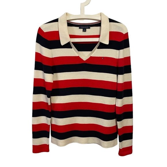 Tommy Hilfiger Sweaters - Tommy Hillfiger Striped V- Neck Knit Sweater